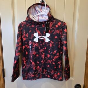 Under Armour Boys' Armour Fleece Camo Hoodie Youth Medium Black Red Activewear